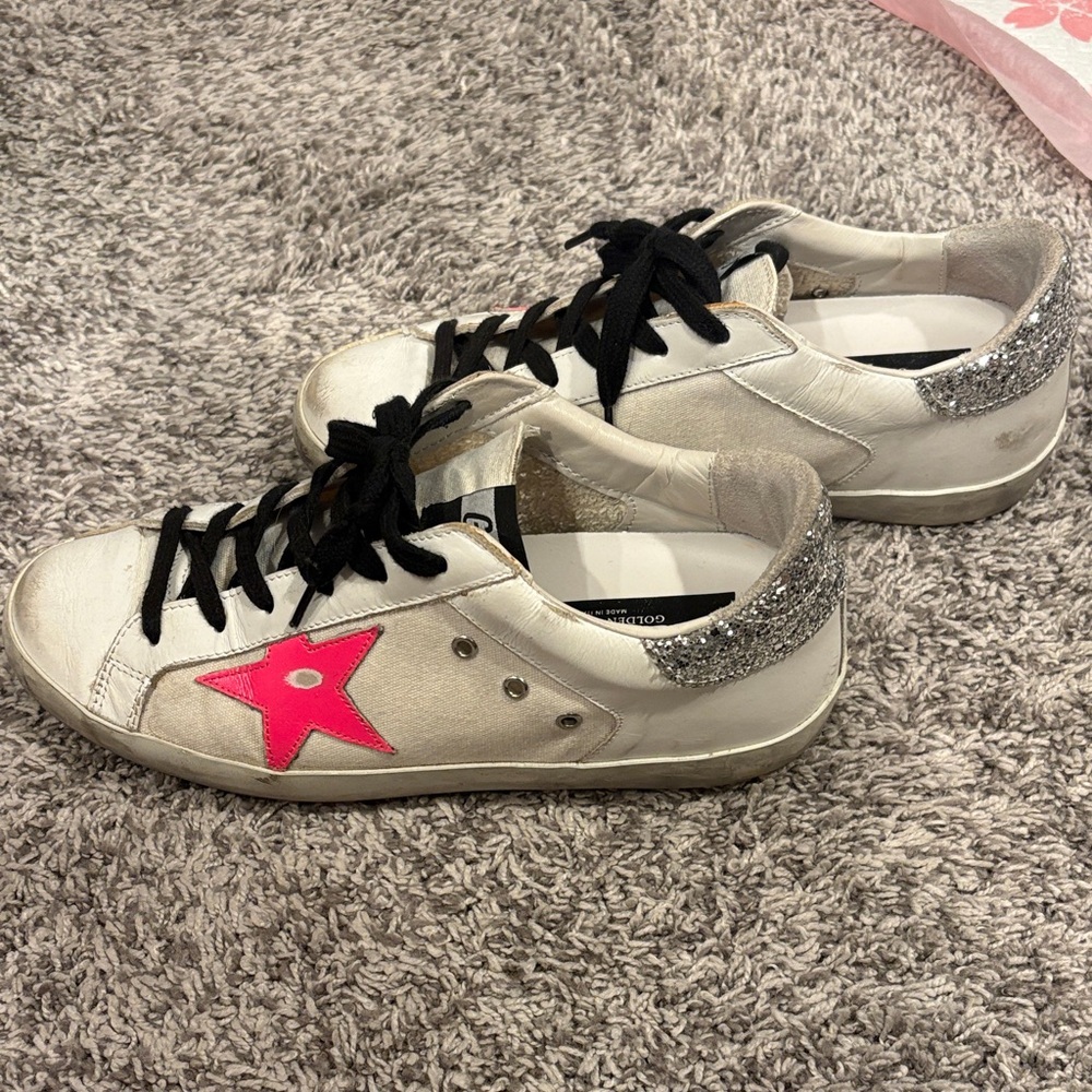 Golden Goose Women's Sneakers with Pink Star and Silver Heel